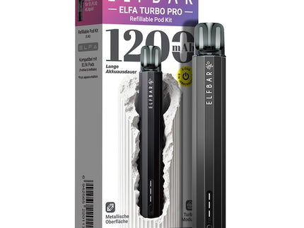 Elfbar ELFA TURBO PRO Kit Black wiederaufladbares Pod-System refillable pod kit