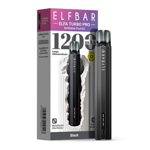 Elfbar ELFA TURBO PRO Kit Black wiederaufladbares Pod-System refillable pod kit