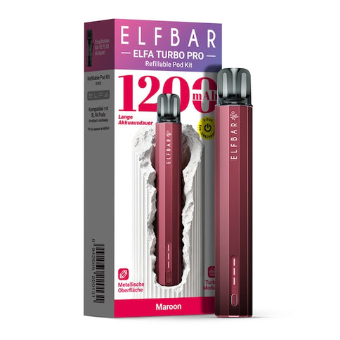 Elfbar ELFA TURBO PRO Kit Maroon wiederaufladbares Pod-System refillable pod kit