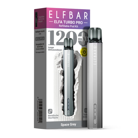 Elfbar ELFA TURBO PRO Kit Space Grey wiederaufladbares Pod-System refillable pod kit